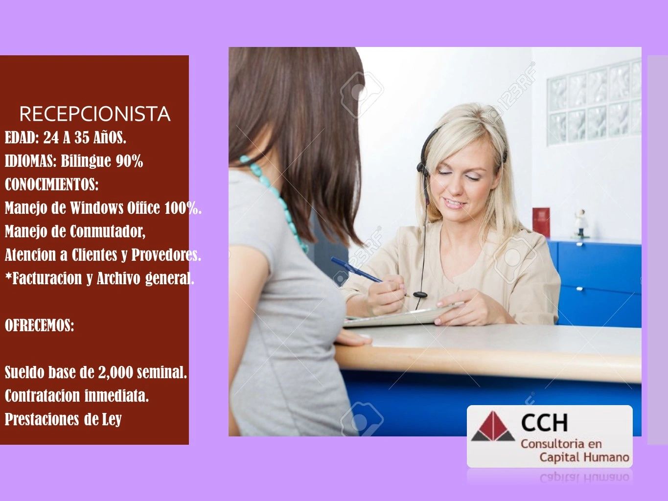 Vacante Recepcionista